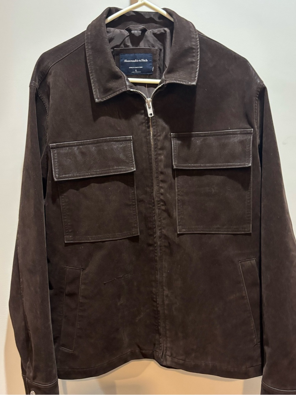 Abercrombie & Fitch Men's Dark Brown Suede Field Jacket brand new retail $140